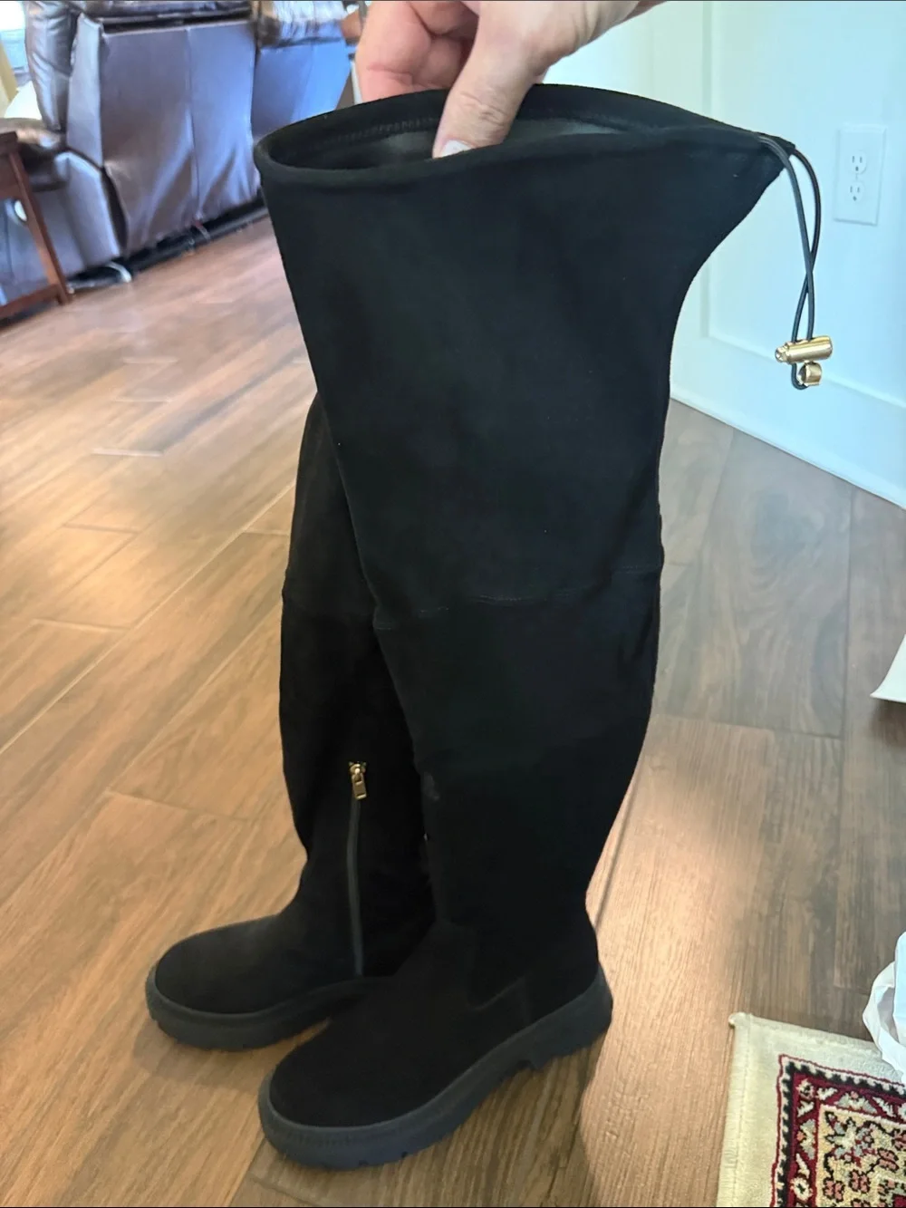 Coach Black Suede Over-the-Knee Lug Sole Boots